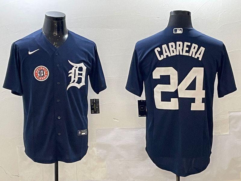 Men Detroit Tigers #24 Cabrera Blue Game 2025 Nike MLB Jersey style 3